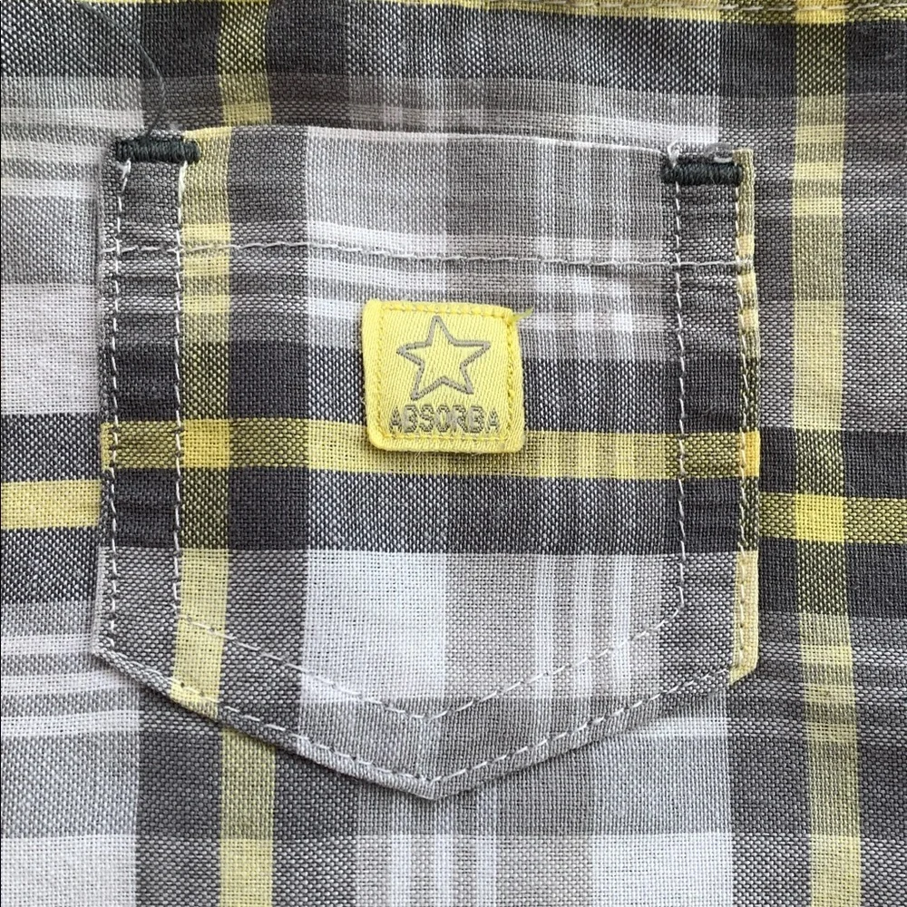 Absorba Gray & Yellow Shortalls 24M Baby Boy EUC
